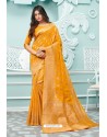 Yellow Designer Festival Wear Cotton Handloom Sari