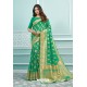 Jade Green Designer Festival Wear Cotton Handloom Sari