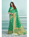 Jade Green Designer Festival Wear Cotton Handloom Sari