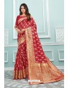 Maroon Designer Festival Wear Cotton Handloom Sari