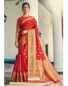 Red Designer Festival Wear Heavy Banarasi Silk Sari