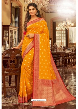 Yellow Designer Festival Wear Chanderi Cotton Sari