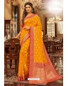 Yellow Designer Festival Wear Chanderi Cotton Sari