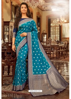 Blue Designer Festival Wear Chanderi Cotton Sari