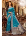 Blue Designer Festival Wear Chanderi Cotton Sari