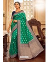 Jade Green Designer Festival Wear Chanderi Cotton Sari