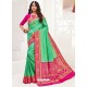 Jade Green Latest Party Wear Designer Upada Silk Sari