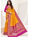 Mustard Latest Party Wear Designer Upada Silk Sari