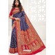 Dark Blue Latest Party Wear Designer Upada Silk Sari