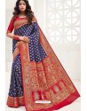 Dark Blue Latest Party Wear Designer Upada Silk Sari