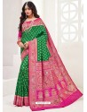 Forest Green Latest Party Wear Designer Upada Silk Sari