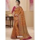 Orange Designer Classic Wear Silk Tissue Crush Sari