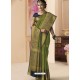 Green Designer Classic Wear Silk Tissue Crush Sari