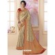 Beige Designer Classic Wear Silk Tissue Crush Sari