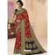Red Designer Classic Wear Silk Tissue Crush Sari