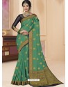 Jade Green Designer Classic Wear Silk Tissue Crush Sari