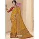Mustard Designer Classic Wear Silk Tissue Crush Sari