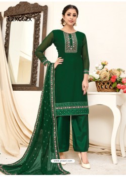 Dark Green Designer Australian Georgette Party Wear Palazzo Salwar Suit