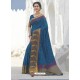 Dark Blue Latest Designer Party Wear Raw Silk Sari