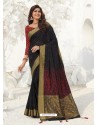 Black Latest Designer Party Wear Raw Silk Sari