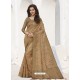 Beige Latest Designer Party Wear Raw Silk Sari