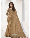 Beige Latest Designer Party Wear Raw Silk Sari