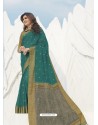 Aqua Mint Latest Designer Party Wear Raw Silk Sari