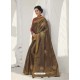 Gold Latest Designer Party Wear Raw Silk Sari