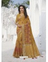 Yellow Latest Designer Party Wear Raw Silk Sari