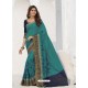 Blue Latest Designer Party Wear Raw Silk Sari