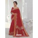 Red Latest Designer Party Wear Raw Silk Sari