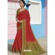Red Latest Designer Traditional Wear Raw Silk Sari