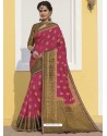 Hot Pink Latest Designer Traditional Wear Raw Silk Sari