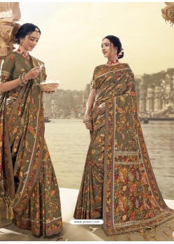 Mehendi Latest Designer Traditional Wear Silk Sari