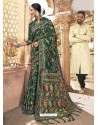 Dark Green Latest Designer Traditional Wear Silk Sari