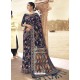 Navy Blue Latest Designer Traditional Wear Silk Sari