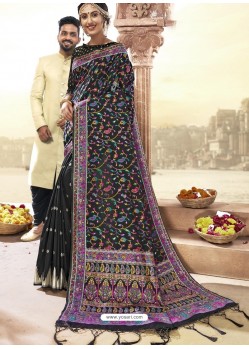 Black Latest Designer Traditional Wear Silk Sari