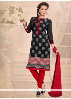 Sophisticated Embroidered Work Chanderi Black Churidar Designer Suit