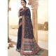 Navy Blue Latest Designer Traditional Wear Silk Sari