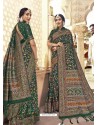 Dark Green Latest Designer Traditional Wear Silk Sari