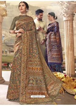 Beige Latest Designer Traditional Wear Silk Sari