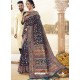 Navy Blue Latest Designer Traditional Wear Silk Sari