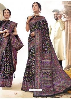 Black Latest Designer Traditional Wear Silk Sari