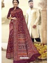 Maroon Latest Designer Traditional Wear Silk Sari