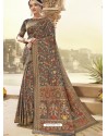 Grey Latest Designer Traditional Wear Silk Sari