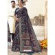 Navy Blue Latest Designer Traditional Wear Silk Sari