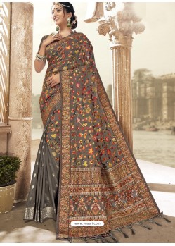 Taupe Latest Designer Traditional Wear Silk Sari