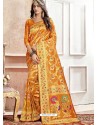 Orange Latest Designer Traditional Wear Banarasi Silk Sari