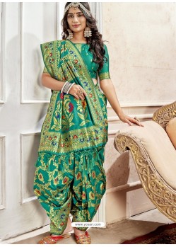 Aqua Mint Latest Designer Traditional Wear Banarasi Silk Sari