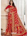 Red Latest Designer Traditional Wear Banarasi Silk Sari